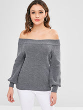 Load image into Gallery viewer, ZAFUL Off The Shoulder Lantern Sleeve Pullover Sweater White Pullovers Female Casual Sweaters Women Clothing Pull Femme 2019