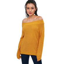 Load image into Gallery viewer, ZAFUL Off The Shoulder Lantern Sleeve Pullover Sweater White Pullovers Female Casual Sweaters Women Clothing Pull Femme 2019