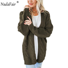 Load image into Gallery viewer, Nadafair Winter Knit Oversized Cardigan Women Twist Solid Casual Plus Size Knitted Cardigan Pull Femme Outerwear