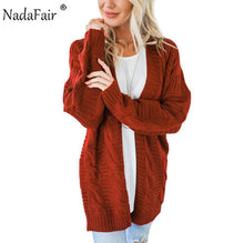 Load image into Gallery viewer, Nadafair Winter Knit Oversized Cardigan Women Twist Solid Casual Plus Size Knitted Cardigan Pull Femme Outerwear