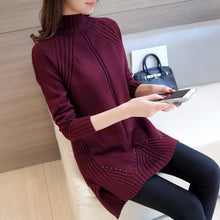 Load image into Gallery viewer, Hot selling simple fashion design pullover knitting women sweater good elasticity female long warm ladies sweater knitwear femme
