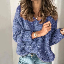 Load image into Gallery viewer, Fashion Women Sweater Autumn V Neck Long Sleeve Sweater Knitted Pullovers Casual Solid Knitwear Basic Tops Pull Femme Jumper