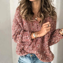 Load image into Gallery viewer, Fashion Women Sweater Autumn V Neck Long Sleeve Sweater Knitted Pullovers Casual Solid Knitwear Basic Tops Pull Femme Jumper