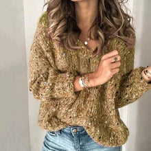 Load image into Gallery viewer, Fashion Women Sweater Autumn V Neck Long Sleeve Sweater Knitted Pullovers Casual Solid Knitwear Basic Tops Pull Femme Jumper