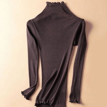 Load image into Gallery viewer, SuyaDream Women Solid Turtleneck Pullovers 80%Silk 20%Cotton Slim Fit Rib Sweaters 2019 Autumn Winter Bottoming Knit wear