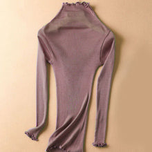 Load image into Gallery viewer, SuyaDream Women Solid Turtleneck Pullovers 80%Silk 20%Cotton Slim Fit Rib Sweaters 2019 Autumn Winter Bottoming Knit wear