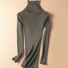 Load image into Gallery viewer, SuyaDream Women Solid Turtleneck Pullovers 80%Silk 20%Cotton Slim Fit Rib Sweaters 2019 Autumn Winter Bottoming Knit wear