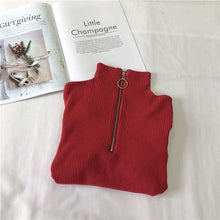 Load image into Gallery viewer, Zipper Women's Turtleneck Sweater Women Pullovers Spring 2020 Korean Fashion Fall Soft Knitted Sweaters High Elastic Solid Tops