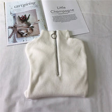 Load image into Gallery viewer, Zipper Women's Turtleneck Sweater Women Pullovers Spring 2020 Korean Fashion Fall Soft Knitted Sweaters High Elastic Solid Tops