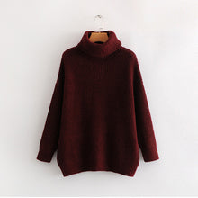 Load image into Gallery viewer, Oversize Turtleneck Knitted Women's Sweater Pullovers Long Batwing Sleeve Winter Solid Women Sweaters 2020 Loose Basic Jumper