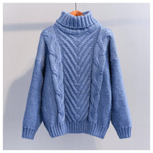 Load image into Gallery viewer, Winter Thick Turtleneck Chunky Oversized Warm Sweaters for Women 2019 Long Sleeve Solid White Cable Knit Pullover Tops One Size