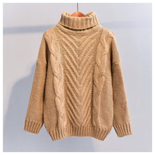 Load image into Gallery viewer, Winter Thick Turtleneck Chunky Oversized Warm Sweaters for Women 2019 Long Sleeve Solid White Cable Knit Pullover Tops One Size