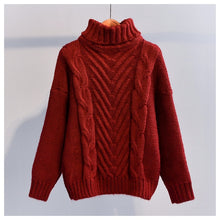 Load image into Gallery viewer, Winter Thick Turtleneck Chunky Oversized Warm Sweaters for Women 2019 Long Sleeve Solid White Cable Knit Pullover Tops One Size