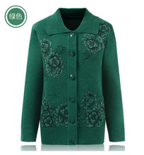 Load image into Gallery viewer, Elderly Women Knit Sweater Coat Jacket Large Size Autumn Lapel Collar Grandmother Loose Cardigan Women Sweater Casual Tops W1104