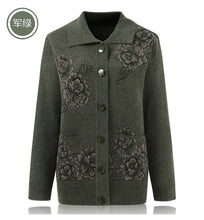 Load image into Gallery viewer, Elderly Women Knit Sweater Coat Jacket Large Size Autumn Lapel Collar Grandmother Loose Cardigan Women Sweater Casual Tops W1104