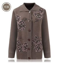 Load image into Gallery viewer, Elderly Women Knit Sweater Coat Jacket Large Size Autumn Lapel Collar Grandmother Loose Cardigan Women Sweater Casual Tops W1104
