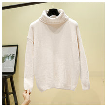 Load image into Gallery viewer, Chic Vintage chenille Cashmere Womens Full sleeve Gold velvet Sweaters Winter Ladies Solid Turtleneck Loose female jumpers 2019