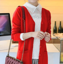 Load image into Gallery viewer, 2019 new cardigan women spring autumn long cardigan lady cashmere material loose sweater for female outerwear coat with pockets
