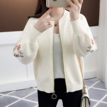 Load image into Gallery viewer, of new fund of 2019 autumn outfit embroidered with a han edition zipper sweater knit cardigan loose women's female