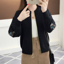 Load image into Gallery viewer, of new fund of 2019 autumn outfit embroidered with a han edition zipper sweater knit cardigan loose women's female