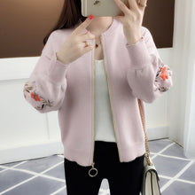 Load image into Gallery viewer, of new fund of 2019 autumn outfit embroidered with a han edition zipper sweater knit cardigan loose women's female