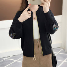 Load image into Gallery viewer, of new fund of 2019 autumn outfit embroidered with a han edition zipper sweater knit cardigan loose women's female
