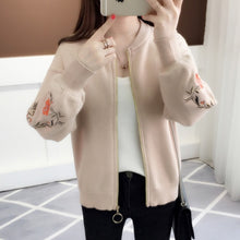 Load image into Gallery viewer, of new fund of 2019 autumn outfit embroidered with a han edition zipper sweater knit cardigan loose women's female