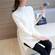 Load image into Gallery viewer, Hot selling simple fashion design pullover knitting women sweater good elasticity female long warm ladies sweater knitwear femme
