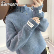 Load image into Gallery viewer, Surmiitro Mink Cashmere Knitted Sweater Women Turtleneck For Autumn Winter 2019 Long Sleeve Jumper Korean Ladies Pullover Female
