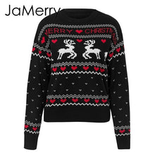 Load image into Gallery viewer, JaMerry Vintage merry christmas sweaters women long sleeve Autumn winter deer print knitted female pullover Chic top jumper
