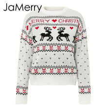 Load image into Gallery viewer, JaMerry Vintage merry christmas sweaters women long sleeve Autumn winter deer print knitted female pullover Chic top jumper
