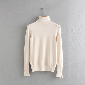 Withered winter sweaters women england elegant multicolor turtleneck gold buttons pull femme knitted sweaters women pullovers