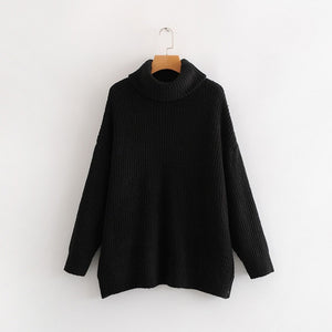 Oversize Turtleneck Knitted Women's Sweater Pullovers Long Batwing Sleeve Winter Solid Women Sweaters 2020 Loose Basic Jumper