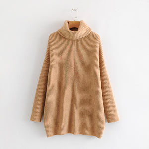 Oversize Turtleneck Knitted Women's Sweater Pullovers Long Batwing Sleeve Winter Solid Women Sweaters 2020 Loose Basic Jumper