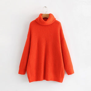 Oversize Turtleneck Knitted Women's Sweater Pullovers Long Batwing Sleeve Winter Solid Women Sweaters 2020 Loose Basic Jumper