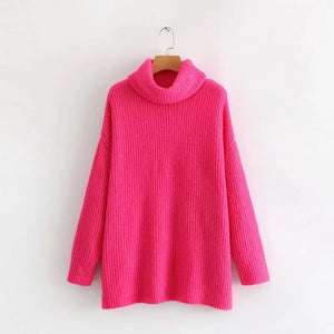 Oversize Turtleneck Knitted Women's Sweater Pullovers Long Batwing Sleeve Winter Solid Women Sweaters 2020 Loose Basic Jumper