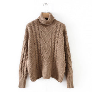 Winter Thick Turtleneck Chunky Oversized Warm Sweaters for Women 2019 Long Sleeve Solid White Cable Knit Pullover Tops One Size