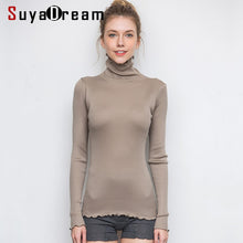 Load image into Gallery viewer, SuyaDream Women Solid Turtleneck Pullovers 80%Silk 20%Cotton Slim Fit Rib Sweaters 2019 Autumn Winter Bottoming Knit wear
