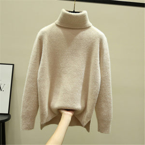 Autumn winter long sleeve pullover sweater women casual solid color turtleneck ladies wool sweaters za tops clothes women us2019