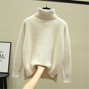 Autumn winter long sleeve pullover sweater women casual solid color turtleneck ladies wool sweaters za tops clothes women us2019