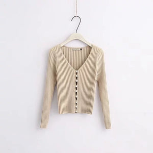 Winter elegant Beading Pearl knitted sweater women casual long sleeve cardigan sweater lady slim chic jumper top 2019