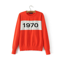 Load image into Gallery viewer, Women 1970 letter pullover Long Sleeve Sweater hot fashion star top Letter 1970 Knitting Tops
