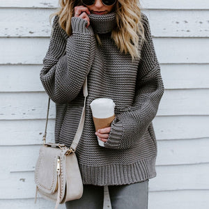 Women Turtleneck Sweaters Autumn Winter 2018 Pull Jumpers European Casual Twist Warm Sweaters Female oversized sweater Pull