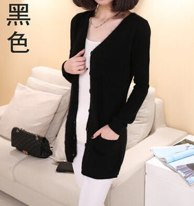 2019 new cardigan women spring autumn long cardigan lady cashmere material loose sweater for female outerwear coat with pockets